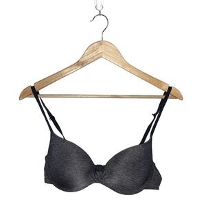 Body Kiss Grey Melange Space Dye Push Up Padded Underwire Bra 34B Black La Senza